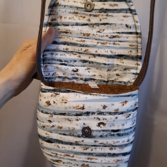 New Southwestern Western Purse Aspen Wood Tree print Blue Brown Wht bag Flap top - Picture 6 of 8